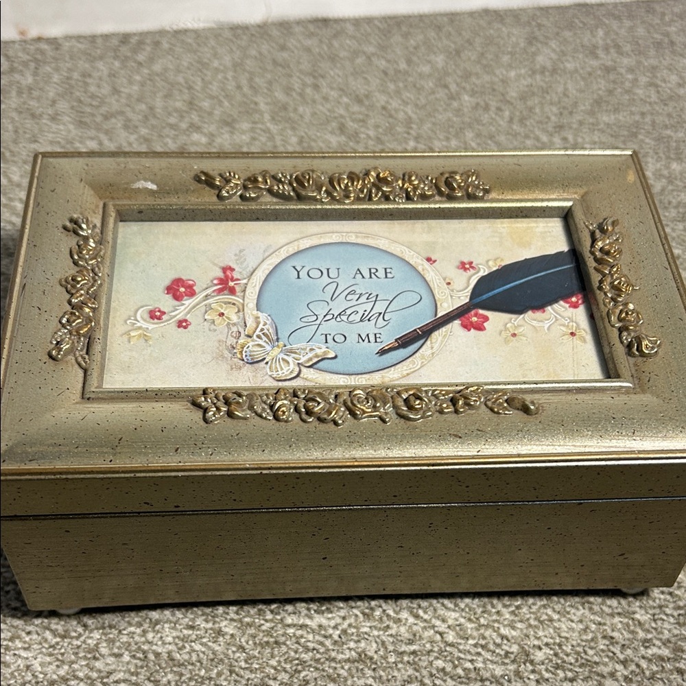 Gold Decorative Trinket Jewelry Box - "You Are Very Special" Music Box